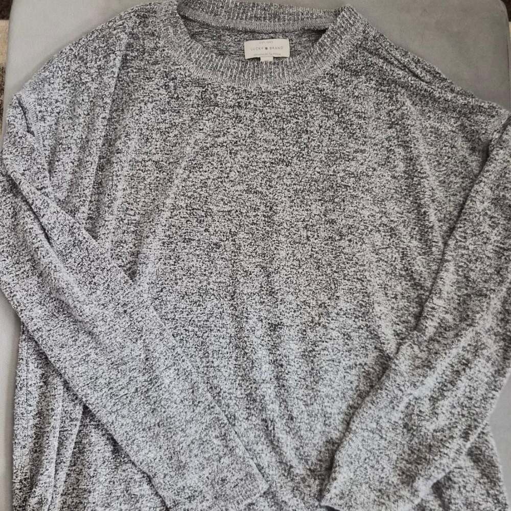 Lucky Brand Gray Heathered Lightweight Long Sleeve Sweater